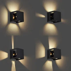 Moderne wandlamp zwart incl. LED IP44 - Edwin Quadro