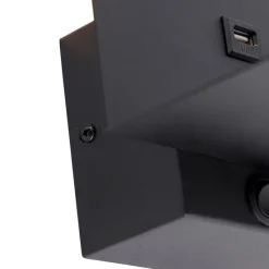 Moderne wandlamp zwart incl. USB-aansluiting - Flero