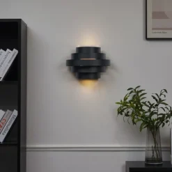 Moderne wandlamp zwart incl. LED 3-staps dimbaar - Lines