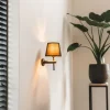 Moderne wandlamp zwart incl. kap met gouden binnenkant - Pluk