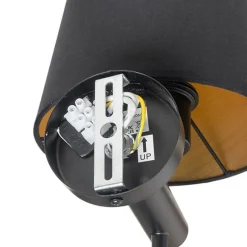 Moderne wandlamp zwart incl. kap met gouden binnenkant - Pluk