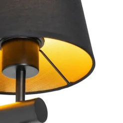 Moderne wandlamp zwart incl. kap met gouden binnenkant - Pluk