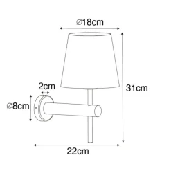 Moderne wandlamp zwart incl. kap met gouden binnenkant - Pluk