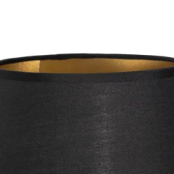 Moderne wandlamp zwart incl. kap met gouden binnenkant - Pluk