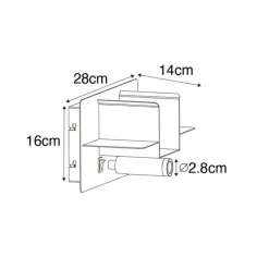 Moderne wandlamp zwart incl. LED met USB - Thijs