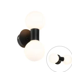 Moderne wandlamp zwart IP44 2-lichts - Cederic