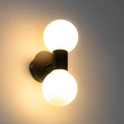 Moderne wandlamp zwart IP44 2-lichts - Cederic