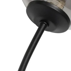 Moderne wandlamp zwart 2-lichts met smoke glas - Athens