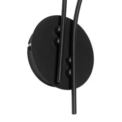 Moderne wandlamp zwart 2-lichts met smoke glas - Athens