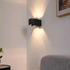 Moderne wandlamp zwart 2-lichts - Transfer Double