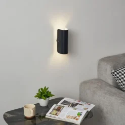 Moderne wandlamp zwart 2-lichts - Gotthard