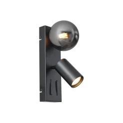 Moderne wandlamp zwart 2-lichts kantelbaar - Lesly