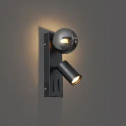 Moderne wandlamp zwart 2-lichts kantelbaar - Lesly