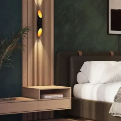 Moderne wandlamp zwart met gouden binnenkant 5,6 cm - Organo