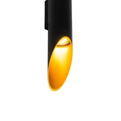 Moderne wandlamp zwart met gouden binnenkant 5,6 cm - Organo