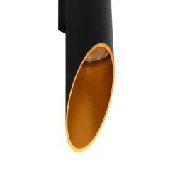 Moderne wandlamp zwart met gouden binnenkant 5,6 cm - Organo