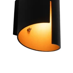 Moderne wandlamp zwart met gouden binnenkant - Faldo