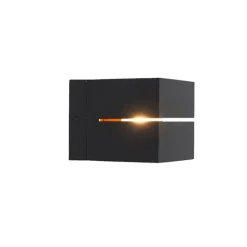 Moderne wandlamp zwart met goud 9,7 cm - Transfer Groove