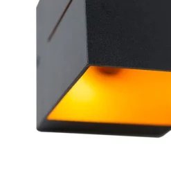 Moderne wandlamp zwart met goud 9,7 cm - Transfer Groove