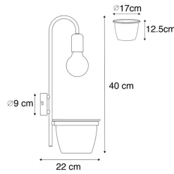 Moderne wandlamp zwart met glas - Roslini