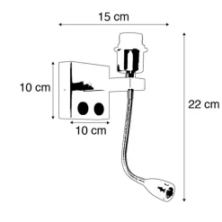Moderne wandlamp zwart met flexarm - Brescia Combi