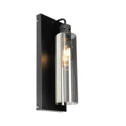 Moderne wandlamp zwart met smoke glas - Stavelot