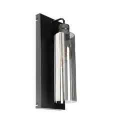 Moderne wandlamp zwart met smoke glas - Stavelot