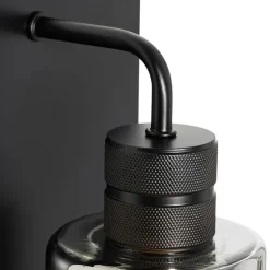 Moderne wandlamp zwart met smoke glas - Stavelot