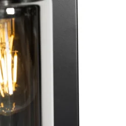 Moderne wandlamp zwart met smoke glas - Stavelot