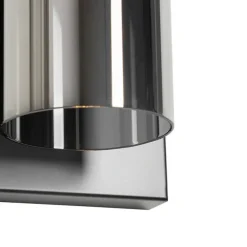 Moderne wandlamp zwart met smoke glas - Stavelot