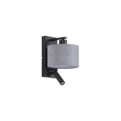 Moderne wandlamp zwart met grijs rond en leeslamp - Puglia