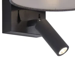 Moderne wandlamp zwart met grijs rond en leeslamp - Puglia