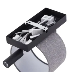 Moderne wandlamp zwart met grijs rond en leeslamp - Puglia