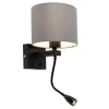 Moderne wandlamp zwart met grijze kap - Brescia