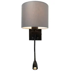 Moderne wandlamp zwart met grijze kap - Brescia