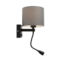 Moderne wandlamp zwart met grijze kap - Brescia