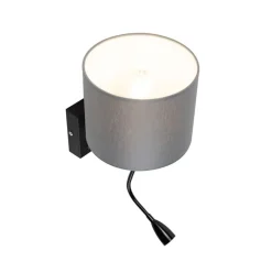 Moderne wandlamp zwart met grijze kap - Brescia