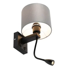 Moderne wandlamp zwart met grijze kap - Brescia