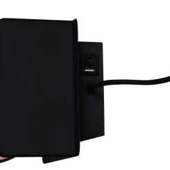 Moderne wandlamp zwart met USB-C en inductielader - Comfort