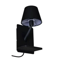 Moderne wandlamp zwart met USB-C en inductielader - Comfort