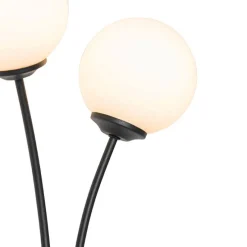 Moderne wandlamp zwart met opaal glas 2-lichts- Athens