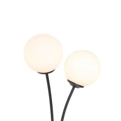 Moderne wandlamp zwart met opaal glas 2-lichts- Athens