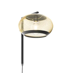 Moderne wandlamp zwart met goud - Lucas