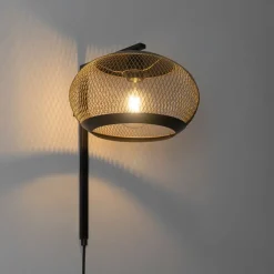 Moderne wandlamp zwart met goud - Lucas