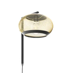 Moderne wandlamp zwart met goud - Lucas