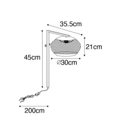 Moderne wandlamp zwart met goud - Lucas