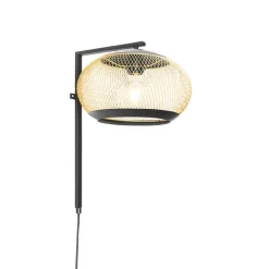 Moderne wandlamp zwart met goud - Lucas