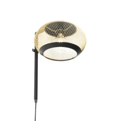 Moderne wandlamp zwart met goud - Lucas
