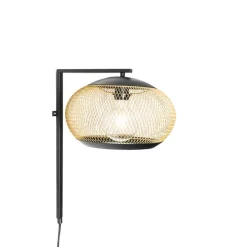 Moderne wandlamp zwart met goud - Lucas