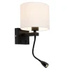 Moderne wandlamp zwart met witte kap - Brescia